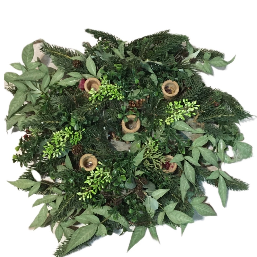 Festive Green Holiday Wreath Centerpiece